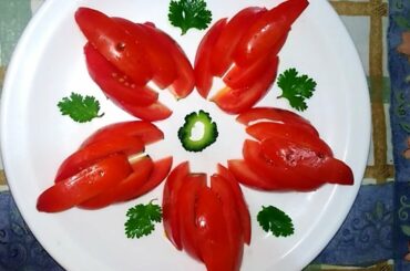 Salad Plate Garnishing,Vegetable Decorations,Tomato Salad  Decoration ideas,Salad,Carving