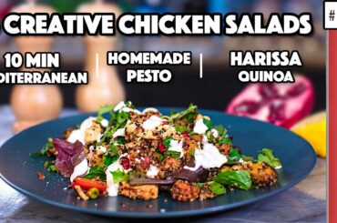 3 Creative Chicken Salad Recipes Compared | 10 min Mediterranean vs Homemade Pesto vs Harissa Quinoa