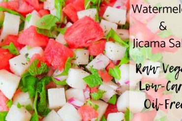 Watermelon & Jicama Salad  (Raw Vegan, Oil-Free, Nutritarian)