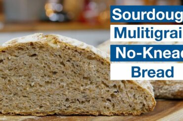 🔵 Sourdough Multi Grain No-Knead Bread Recipe
