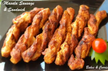 Masala Sausage and Sandwich | Easy Breakfast | Kids lunch Box Recipe | Bakes and Curries
