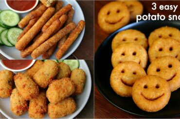 3 easy potato snacks recipe for kids | potato fingers, potato nuggets, potato smiley recipe