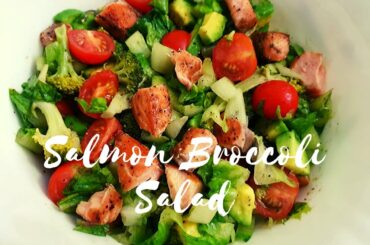 Salmon Broccoli Salad (Ingredients in description box) #salad #healthy #salmonsalad