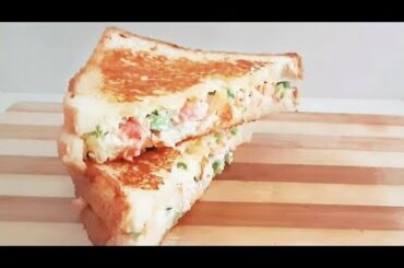Creamy Garlic Veg Sandwich വെജിറ്റബിൾ സാൻഡ്‌വിച്ച് - Easy Snack Recipe. Home Made