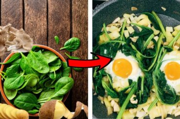Healthy Egg Recipes For Weight Loss | Mushroom potatoes spinach