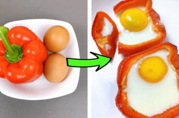 Healthy Egg Recipes For Weight Loss 🍳 Easy Egg Stuffed Peppers (230 calories)