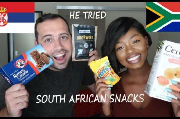 HE TRIED SOUTH AFRICAN SNACKS FOR THE FIRST TIME..