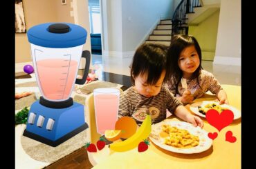 Quick and Easy kids breakfast idea best healthy smoothie recipe, hash brown, egg, yougurt!