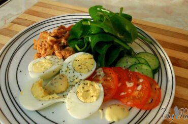 Lunch Time Salad Tuna ,Egg Spinach & Cucumber & Tomato Salad | Recipes By Chef Ricardo