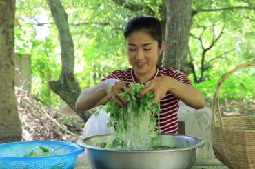 Fresh Peperomia pellucida with Beef Recipe   Healthy food prepare