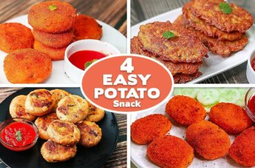 4 Easy Potato Snacks Recipes | Potato Pinwheel | Potato Nugget | Potato Cutlet | Hash Brown |Toasted