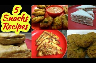 5 Easy Snacks Recipes -Indian  Snacks Recipes in Hindi - Tasty Delicious Food