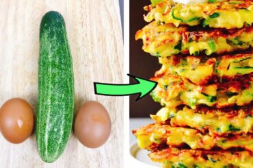 Healthy Breakfast Ideas For Weight Loss 💙 Easy Cucumber Fritters (360 calories)