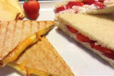 Grilled Cheddar & Apple Sandwich And Pineapple-Strawberry Cream Cheese Sandwich