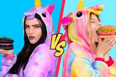 Good Unicorn Food vs Bad Unicorn Food Challenge! / 11 Rainbow Unicorn Recipes