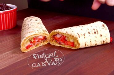 Peanut Butter, Fruit, and Granola Wrap - High Protein Recipes - Flatout Bread