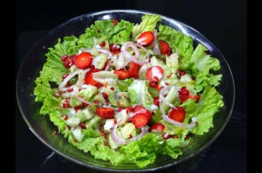 The Great Fruit & Veggie Salad | Healthy Salad| Strawberry Salad| by Mallika's Kitchen