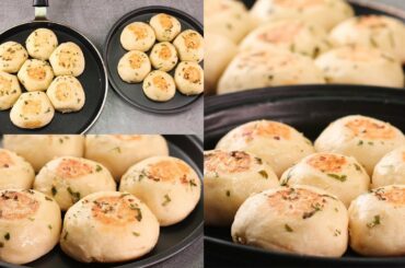 GARLIC DINNER ROLLS WITHOUT OVEN I EGGLESS SOFT FLUFFY BREAD ROLLS RECIPE