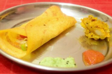Carrot Dosa Recipe - High Protein Vegetarian Recipes - Healthy Dosa Recipes (Hindi)