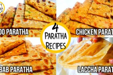 4 Tasty Paratha Recipes | Quick & Easy Paratha for Kids Lunch Box & Morning Breakfast By SB - Meals