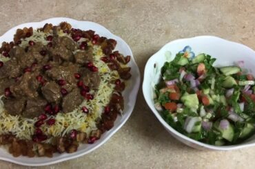 Lamb And Lentil Rice/ Healthy Salad/ Persian Meal