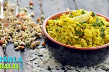 Mixed Sprouts Poha (Healthy Breakfast) by Tarla Dalal