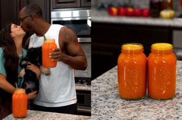 Getting Juicy in the Kitchen with Cash 🥕Vegan Couple 🍊Best Healthy Juice Recipe