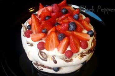 Pavlova Cake with Strawberries | Black Pepper Chef