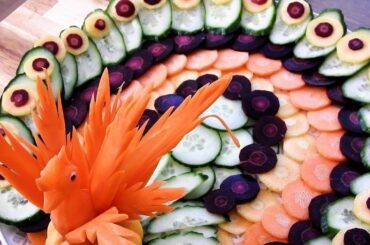 Carrot Peacock Carving Garnish - Super Salad Decoration Ideas