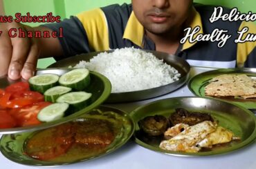 Eating Show With Sound | Eating Healthy and Delicious Lunch Rice and Several Items – Ahaar