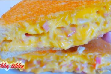 Ham Omelet Grilled Cheese Sandwich : Breakfast Recipe