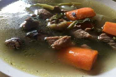 Delicious healthy dinner Home Soup with Beef and Vegetable , the healthy meals fill powerful