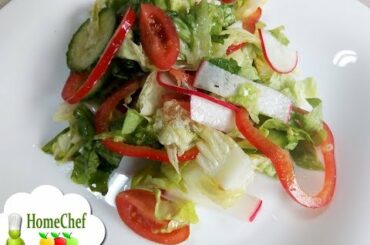 Super tasty! Fresh vegetable salad recipe to make a healthy salad with mixed raw vegetables!
