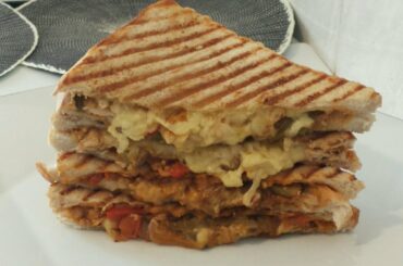 Chicken Fajita sandwich Recipe - Chicken Cheese Sandwich - Grilled Chicken Fajita Sandwich (NCB)