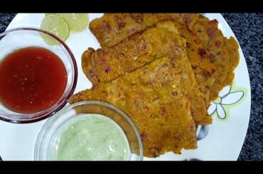 Green chattni Atta Chilla Rainy Day Breakfast With Tomatoes Ketchup Healthy Breakfast|RecipeByFatima