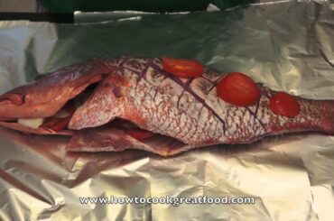 Jamaican Food - Oven Baked Red Snapper Recipe Whole Fish Allspice Scotch Bonnet