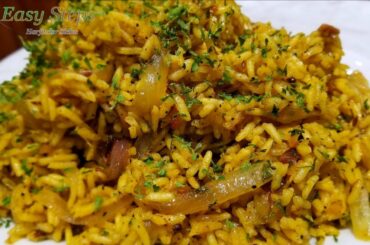 Healthy Onion Rice Pilaf Recipe | Piyaz Rice Pulao Recipe