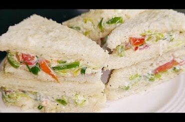 Healthy Vegetable And Mayonnaise Sandwich | Veg-Mayo-Sandwich | Veg mayonnaise cream sandwich