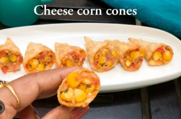 Cheese corn cones | Party appetizers | Birthday party snacks | Party starters | Children recipes