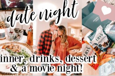 COUPLES AT HOME DATE NIGHT ROUTINE | fun dinner, making drinks, movie & healthy dessert!! + GIVEAWAY