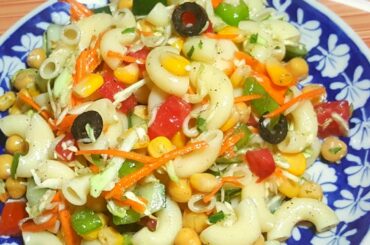 Pasta recipe. salad. Healthy vegetable pasta salad without mayo. Macaroni recipe