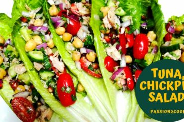 Tuna Chickpea Salad | Salad recipe | Healthy salad | Tuna vegan salad | pomegranate salad