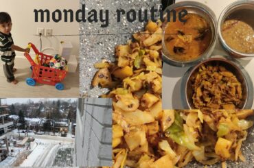 VLOG | Monday morning to Afternoon Routine | Healthy Food Recipes | Mixed Dal | Cabbage & Potato Fry