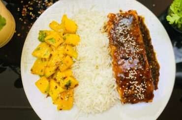 Teriyaki Salmon with Mango Salsa# A continental Lunch @ Home