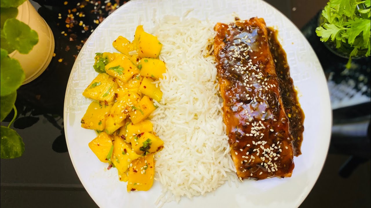 Teriyaki Salmon with Mango Salsa# A continental Lunch @ Home Teriyaki Salmon with Mango Salsa# A continental Lunch @ Home