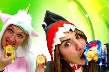 Funny Unicorn and Shark Cosplay: Healthy Food vs Junk Food