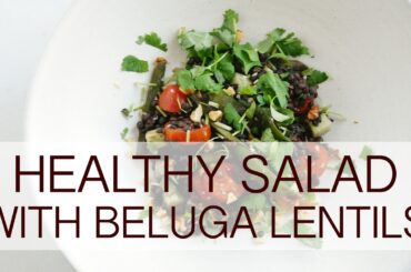 Healthy salad with beluga lentils