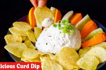 Yoghurt Dip recipe, Indian Curd Dip, How to make homemade Hung Curd Garlic Dip, dahi starter dip