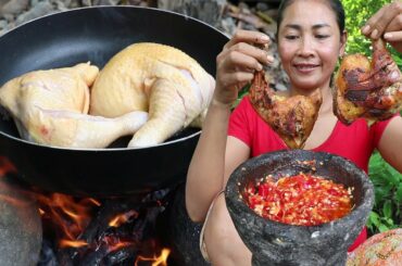 Grilled Chicken thighs on pan for Food - Yummy Chicken thighs for Lunch food ideas Ep 17