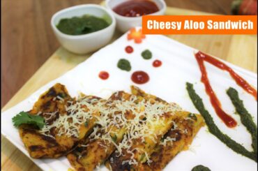 Cheesy Aloo Sandwich - Cheesy Tawa Veg Aloo Sandwich without Bread - Tasty Aloo Sandwich Recipe
